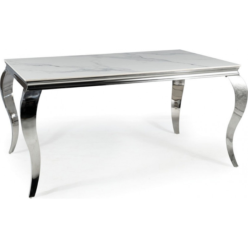 Stół glamour Prince Signal 180x90cm - Biały Calacatta, Chrom | Kup Teraz!