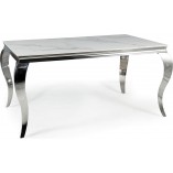 Stół glamour Prince Signal 180x90cm - Biały Calacatta, Chrom | Kup Teraz!