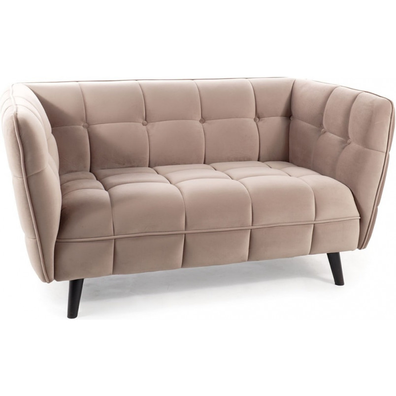 Sofa welurowa 2-osobowa Castello | Signal - Ciemny beż / Wenge
