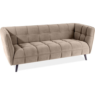 Sofa welurowa 3-osobowa Castello Signal | Ciemny beż, wenge