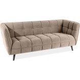 Sofa welurowa 3-osobowa Castello Signal | Ciemny beż, wenge
