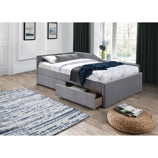 Łóżko tapicerowane z szufladami Eliot Velvet 120x200cm szare Signal