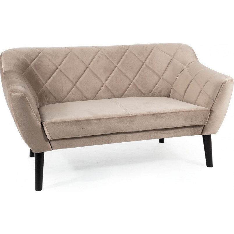 Sofa welurowa 2-os. Karo Velvet 140cm - Signal | Beż/Wenge