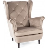 Fotel welurowy Chesterfield Lady Velvet - Signal | Ciemny beż