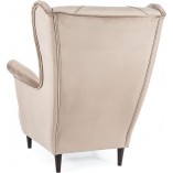 Fotel welurowy Chesterfield Lady Velvet - Signal | Ciemny beż