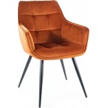 Krzesło fotelowe Lilia Velvet Signal - Pomarańczowe, Welurowe