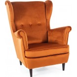 Fotel welurowy "Uszak" Lord Velvet Signal - Rudy