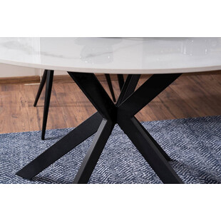 Stół okrągły ceramiczny Talia 120cm biały marmur / czarny mat Signal