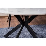 Stół okrągły ceramiczny Talia 120cm biały marmur / czarny mat Signal