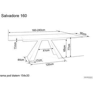 Stół rozkładany Salvadore Signal | Szkło + Ceramika Czarna