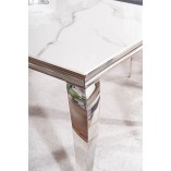 Stół glamour Prince Signal 180x90cm - Biały Calacatta, Chrom | Kup Teraz!