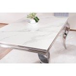 Stół glamour Prince Signal 180x90cm - Biały Calacatta, Chrom | Kup Teraz!