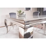 Stół glamour Prince Signal 180x90cm - Biały Calacatta, Chrom | Kup Teraz!