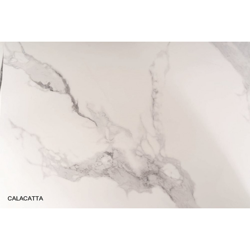 Stół glamour Prince Signal 180x90cm - Biały Calacatta, Chrom | Kup Teraz!