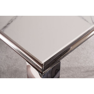 Stół glamour Prince Signal 180x90cm - Biały Calacatta, Chrom | Kup Teraz!