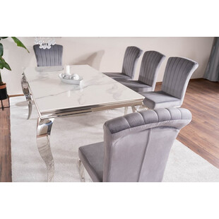 Stół glamour Prince Signal 180x90cm - Biały Calacatta, Chrom | Kup Teraz!