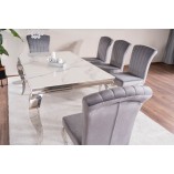 Stół glamour Prince Signal 180x90cm - Biały Calacatta, Chrom | Kup Teraz!