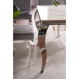 Stół glamour Prince Signal 180x90cm - Biały Calacatta, Chrom | Kup Teraz!