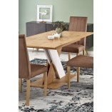 Stół rozkładany na jednej nodze Xarelto 130-175x85cm dąb lancelot / biały Halmar