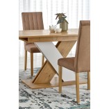 Stół rozkładany na jednej nodze Xarelto 130-175x85cm dąb lancelot / biały Halmar