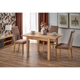 Krzesło welurowe Diego Halmar | Beżowe, drewniane nogi