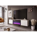 Szafka rtv podwieszana z kominkiem Livo 180cm biała Halmar