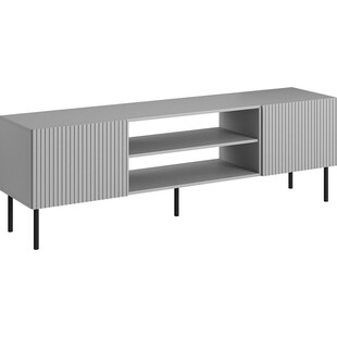 Szafka rtv ryflowana na nóżkach Asensio 180x42cm szara Halmar