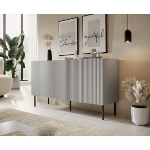 Komoda ryflowana na nóżkach Asensio 150x42cm szara Halmar