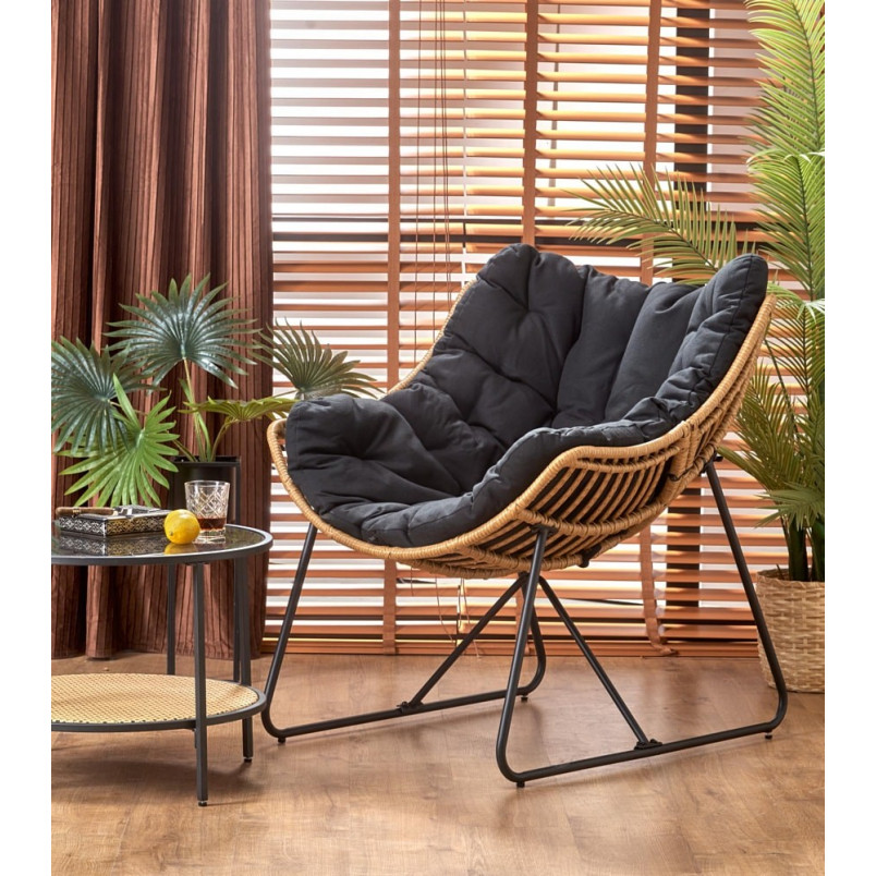 Fotel boho Whisper czarny Halmar | Komfortowy fotel wypoczynkowy
