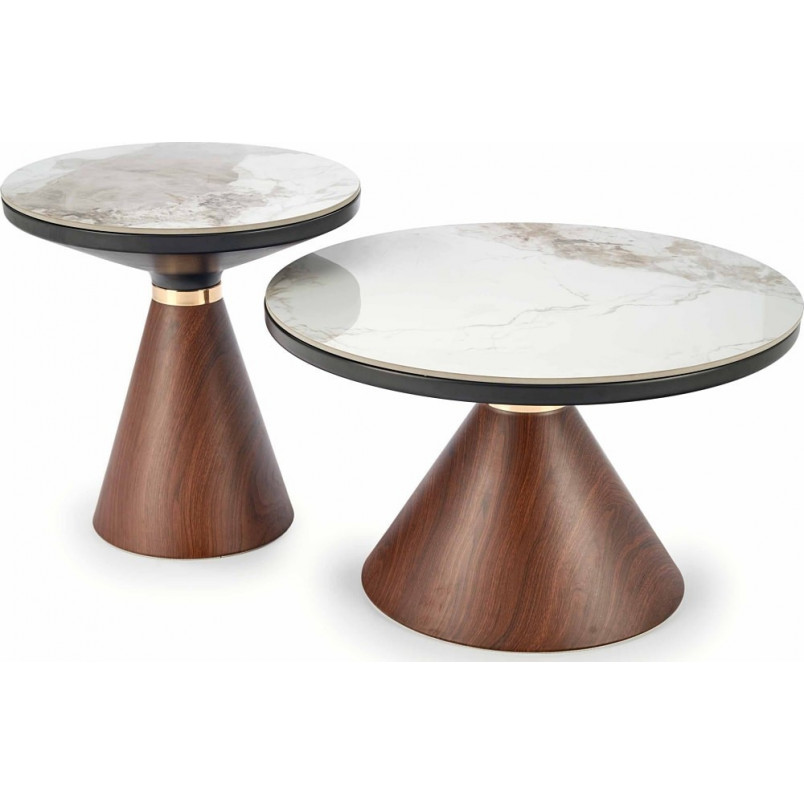 Stolik boczny Genesis Halmar | Biały marmur, orzech, złoto - 50cm