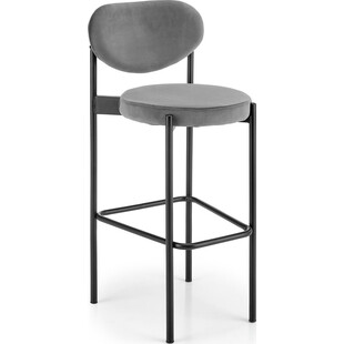 Krzesło barowe welurowe H108 65cm szary / czarny Halmar