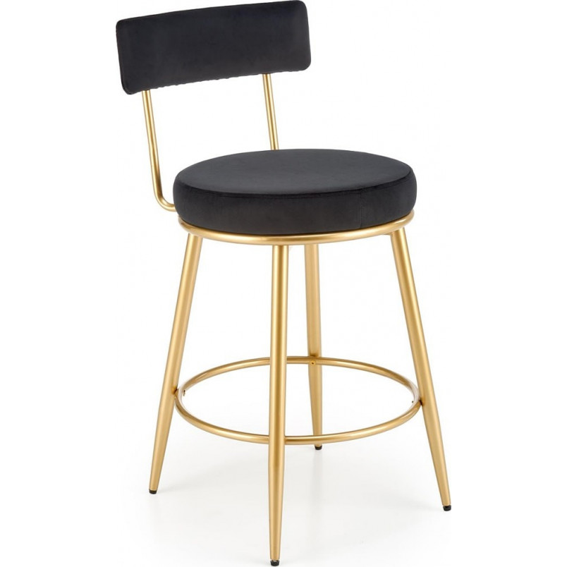 Krzesło barowe welurowe glamour H115 64cm szary / złoty Halmar Krzesło barowe welurowe glamour H115 64cm szary / złoty Halmar