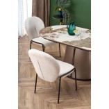 Stół rozkładany na jednej nodze Robinson 160x90cm beżowy marmur / cappuccino / czarny Halmar