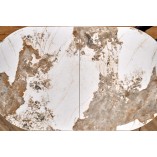 Stół rozkładany na jednej nodze Robinson 160x90cm beżowy marmur / cappuccino / czarny Halmar