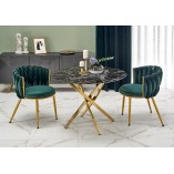 Stół szklany glamour Raymond 100cm czarny marmur / złoty Halmar