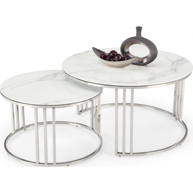 Stoliki glamour Halmar Mercury | Biały marmur, srebrny - Kup online