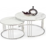 Stoliki glamour Halmar Mercury | Biały marmur, srebrny - Kup online