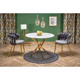 Krzesło welurowe szare z złotymi nogami Halmar K517 | Komfort i Elegancja