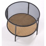 Stolik szklany Dakota Halmar | Rattanowa półka | 60cm