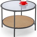Stolik szklany Dakota Halmar | Rattanowa półka | 60cm