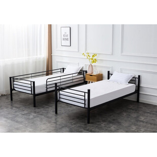 Łóżko piętrowe metalowe Bunky 90x200cm czarne Halmar