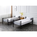Łóżko piętrowe metalowe Bunky 90x200cm czarne Halmar