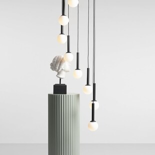 Lampa wisząca Riu IX - czarno-białe szklane kule | Aldex