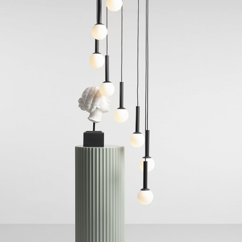 Lampa wisząca Riu IX - czarno-białe szklane kule | Aldex