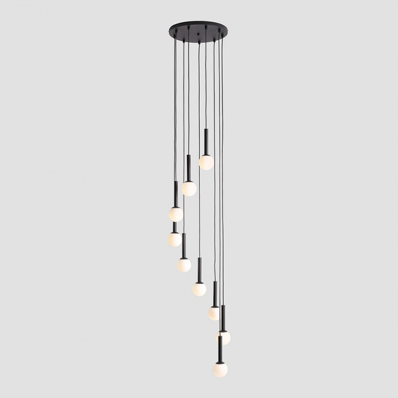 Lampa wisząca Riu IX - czarno-białe szklane kule | Aldex