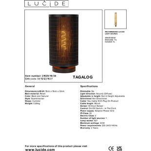 Lampa stołowa bambusowa Tagalog | Lucide - Boho styl