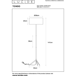 Lampa podłogowa Tondo czarna/mosiądz Lucide - Elegancki design