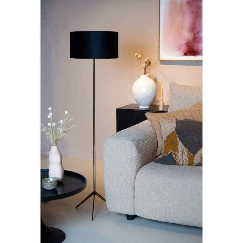 Lampa podłogowa Tondo czarna/mosiądz Lucide - Elegancki design
