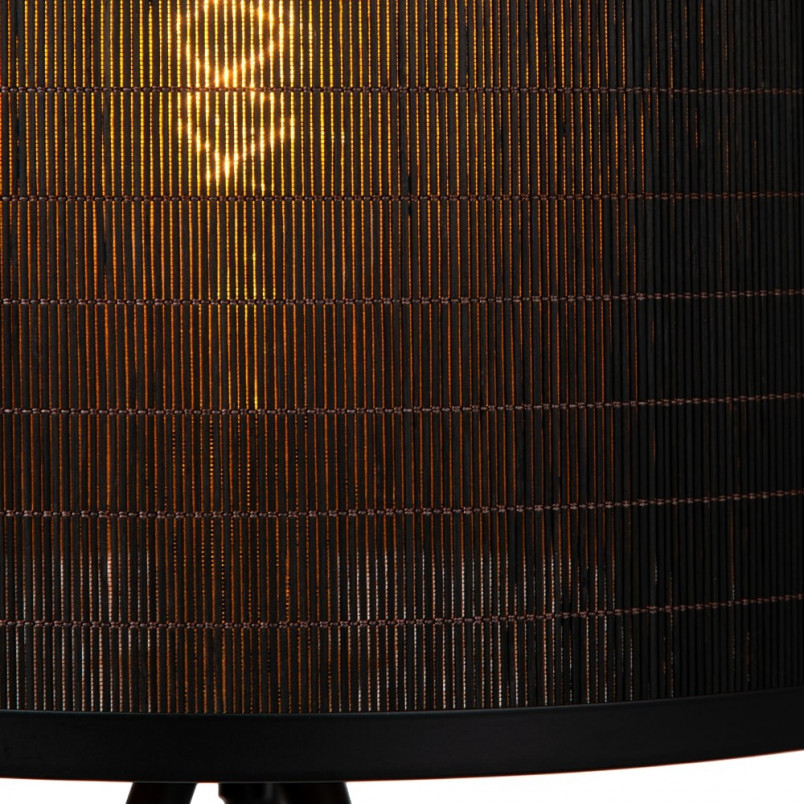 Lampa podłogowa bambusowa Lucide Tagalog | Czarna, Boho