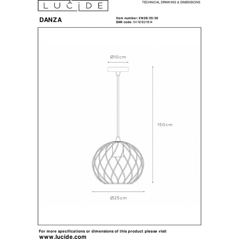 Lampa wisząca Danza czarna - Lucide | Nowoczesny design